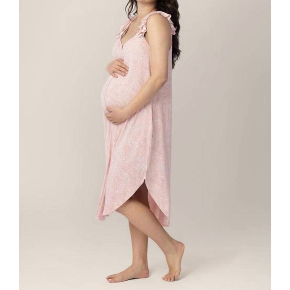 NWT Kindred Bravely Ruffle Strap Labor & Delivery Gown in Pink Hydrangea sz XS - Picture 3 of 13